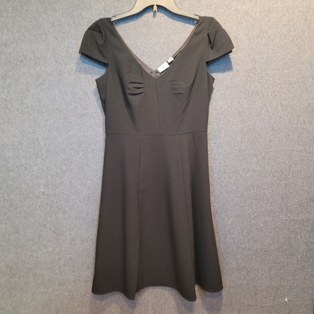 NWT Black Crepe V Neck Cap Sleeve Fit Flare Dress Sz 4 Pin Up Rockabilly